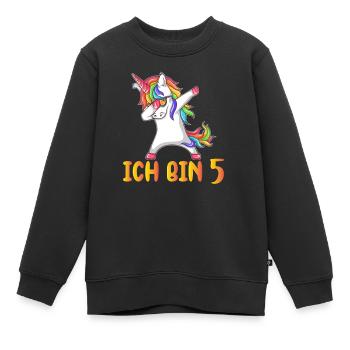 Ich bin 5 - Kinder Premium Organic Sweatshirt - Schwarz - Vorne - AI Model Kid Female (0cm)