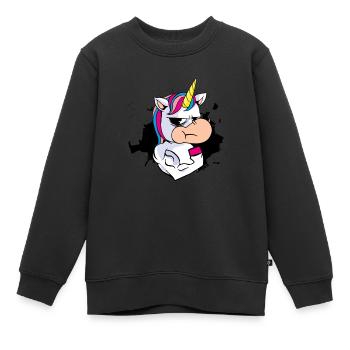 Licorne muscle puissance - Sweat Premium enfant bio - noir - Devant - AI Model Kid Female (0cm)