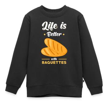 Baguette Brot Spruch lustig - Kinder Premium Organic Sweatshirt - Schwarz - Vorne - AI Model Kid Female (0cm)