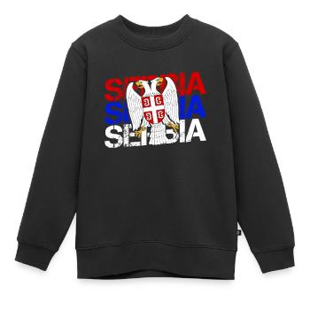 Serbien Flagge Balkan Jugoslawien Srbija Geschenk - Kinder Premium Organic Sweatshirt - Schwarz - Vorne - AI Model Kid Female (0cm)