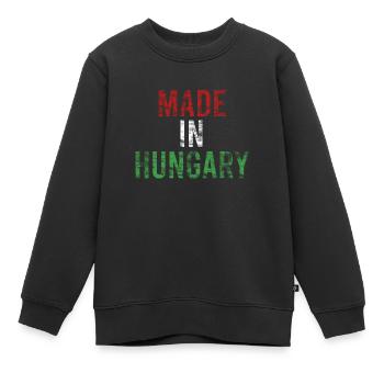 Hongrie - Sweat Premium enfant bio - noir - Devant - AI Model Kid Female (0cm)