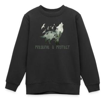 Preserve & Protect Environmental Protection Climate Protection Wolf - Kids Premium Organic Sweatshirt - black - Front - AI Model Kid Female (0cm)