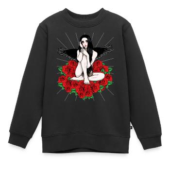 Black Angel Red Roses Fantasy Heavenly Dark - Sweat Premium enfant bio - noir - Devant - AI Model Kid Female (0cm)