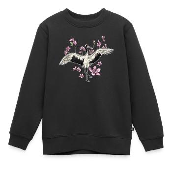 Grue - Sweat Premium enfant bio - noir - Devant - AI Model Kid Female (0cm)