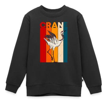 Kranich - Kinder Premium Organic Sweatshirt - Schwarz - Vorne - AI Model Kid Female (0cm)