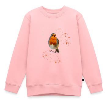mignon gazouillis rouge-gorge Robin - Sweat Premium enfant bio - rose - Devant - AI Model Kid Female (0cm)