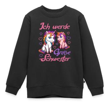 Große Schwester2021 Einhorn mit Herz - Kinder Premium Organic Sweatshirt - Schwarz - Vorne - AI Model Kid Female (0cm)