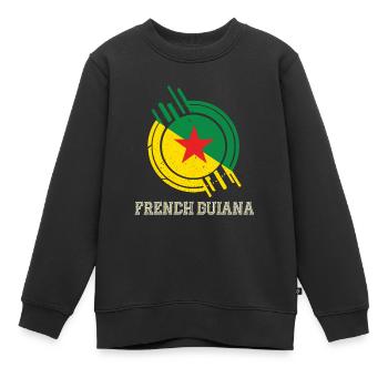 Französisch-Guayana Runder Schild Landesfarben - Kinder Premium Organic Sweatshirt - Schwarz - Vorne - AI Model Kid Female (0cm)