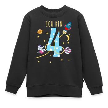 ich bin 4 Jahre Rekete Weltraum Space Astronaut - Kinder Premium Organic Sweatshirt - Schwarz - Vorne - AI Model Kid Female (0cm)