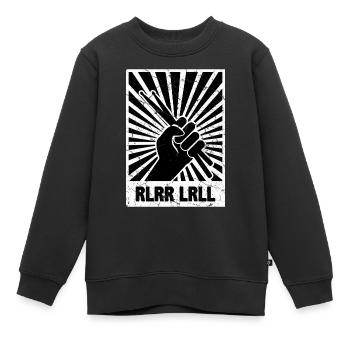 Percussion règle de bâtons de batterie - Sweat Premium enfant bio - noir - Devant - AI Model Kid Female (0cm)