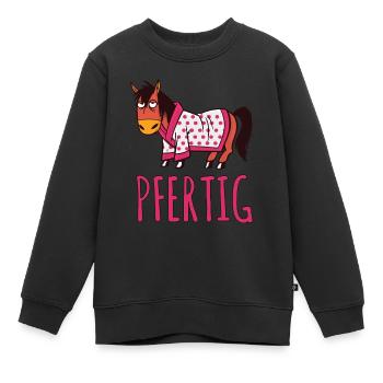 Pfertig Reiten gehen Reitverein Pferd - Kinder Premium Organic Sweatshirt - Schwarz - Vorne - AI Model Kid Female (0cm)