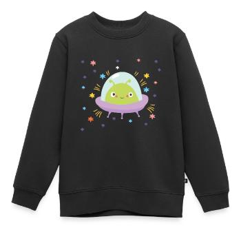 Doux OVNI De l’espace Alien Alien - Sweat Premium enfant bio - noir - Devant - AI Model Kid Female (0cm)