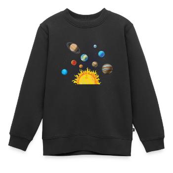 Solar System Space - Sweat Premium enfant bio - noir - Devant - AI Model Kid Female (0cm)