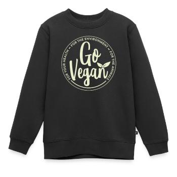 Go Vegan Drôle Veggie Santé - Sweat Premium enfant bio - noir - Devant - AI Model Kid Female (0cm)