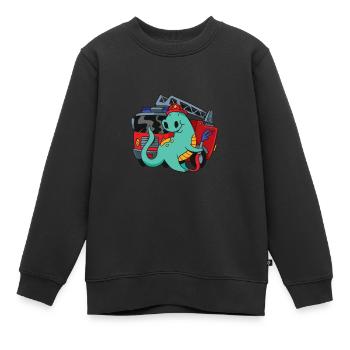 Feuerwehrauto mit Dino Blaulicht - Kinder Premium Organic Sweatshirt - Schwarz - Vorne - AI Model Kid Female (0cm)