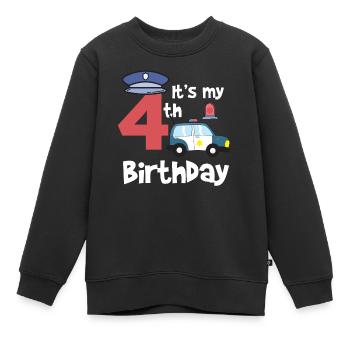 Polizei 4. Geburtstag Jahre Junge Kind Geschenk - Kinder Premium Organic Sweatshirt - Schwarz - Vorne - AI Model Kid Female (0cm)
