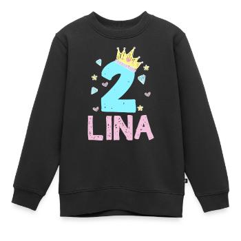 2. Geburtstag Lina Ich Bin 2 Jahre Prinzessin - Kinder Premium Organic Sweatshirt - Schwarz - Vorne - AI Model Kid Female (0cm)
