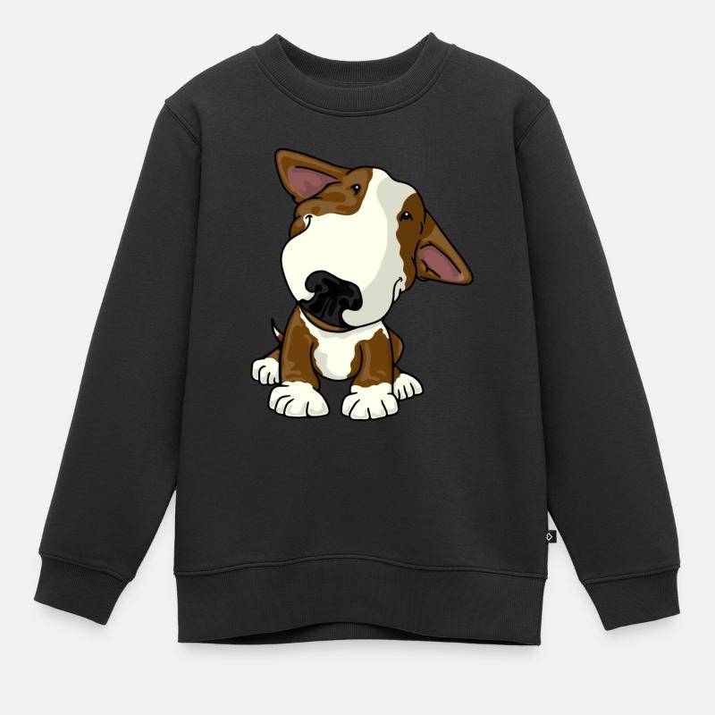 Brown heureux de chiot de bullterrier - Sweat Premium enfant bio - noir