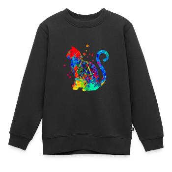 Cats Art Vintage Kitten Retro Kitten Graphic - Kinder Premium Organic Sweatshirt - Schwarz - Vorne - AI Model Kid Female (0cm)