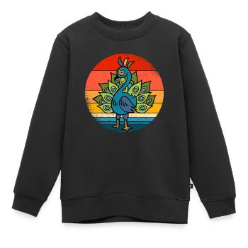 Paon - Sweat Premium enfant bio - noir - Devant - AI Model Kid Female (0cm)