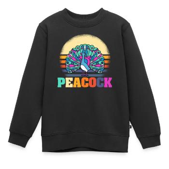 Paon - Sweat Premium enfant bio - noir - Devant - AI Model Kid Female (0cm)