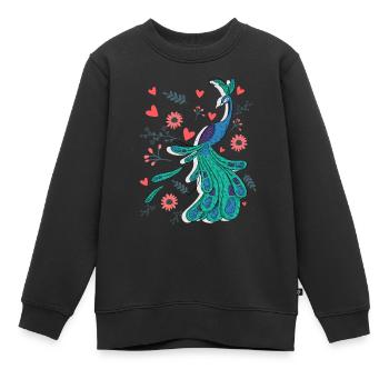 Pfau - Kinder Premium Organic Sweatshirt - Schwarz - Vorne - AI Model Kid Female (0cm)