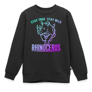 Rhinocéros Afrique Désert Désert Sauvons - Sweat Premium enfant bio - noir - Devant - AI Model Kid Female (0cm)