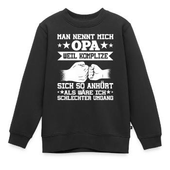 Man nennt mich Opa Lustiger Spruch Geschenk Opi - Kinder Premium Organic Sweatshirt - Schwarz - Vorne - AI Model Kid Female (0cm)