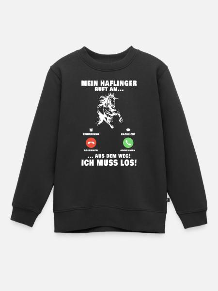 Haflinger Pferd Telefon Reiterin Pferdemädchen - Kinder Premium Organic Sweatshirt - Schwarz