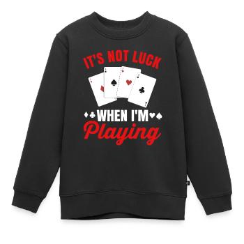 Poker - Sweat Premium enfant bio - noir - Devant - AI Model Kid Female (0cm)
