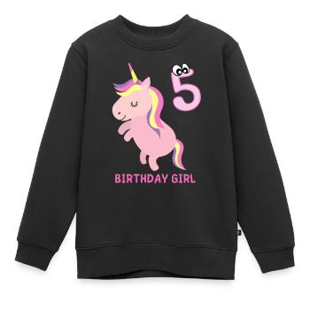 BIRTHDAY GIRL 5 YEARS OLD - Kids Premium Organic Sweatshirt - black - Front - AI Model Kid Female (0cm)