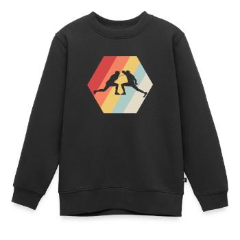 Escrime d’escrime d’escrime rétro - Sweat Premium enfant bio - noir - Devant - AI Model Kid Female (0cm)