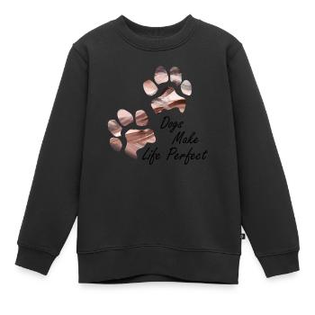 Empreintes de pattes pattes pattes chien chien - Sweat Premium enfant bio - noir - Devant - AI Model Kid Female (0cm)