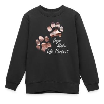 Empreintes de pattes pattes pattes chien chien - Sweat Premium enfant bio - noir - Devant - AI Model Kid Female (0cm)