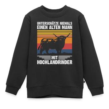 Alter Mann | Hochlandrind Retro Style - Kinder Premium Organic Sweatshirt - Schwarz - Vorne - AI Model Kid Female (0cm)