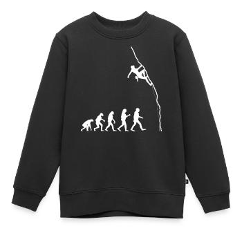 Escalade Bouldern grimpeur Climbing Climber Evolu - Sweat Premium enfant bio - noir - Devant - AI Model Kid Female (0cm)