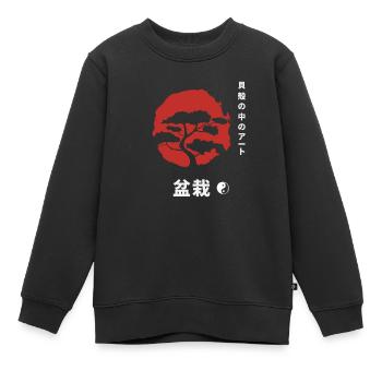 Bonsai arbre Yin et Yang symbole Japon méditation - Sweat Premium enfant bio - noir - Devant - AI Model Kid Female (0cm)