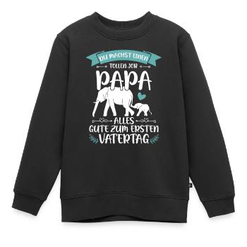 Erster Vatertag - Elefant Vatertagsgeschenk - Kinder Premium Organic Sweatshirt - Schwarz - Vorne - AI Model Kid Female (0cm)