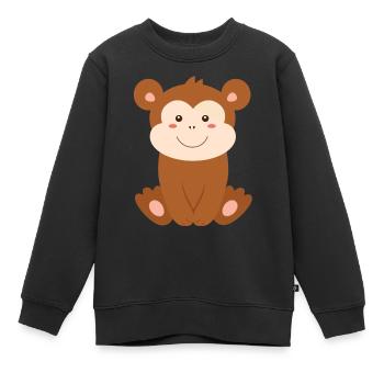 Bébé singes enfants - Sweat Premium enfant bio - noir - Devant - AI Model Kid Female (0cm)