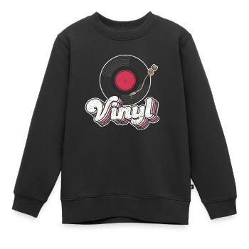 Vinyle Record Turntable Player Lover Cute - Sweat Premium enfant bio - noir - Devant - AI Model Kid Female (0cm)