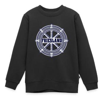 Friesland Steuerrad Norddeutschland - Kinder Premium Organic Sweatshirt - Schwarz - Vorne - AI Model Kid Female (0cm)