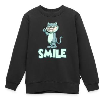 Chat souriant - Sweat Premium enfant bio - noir - Devant - AI Model Kid Female (0cm)