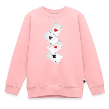 Poker - Sweat Premium enfant bio - rose - Devant - AI Model Kid Female (0cm)