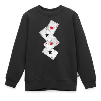 Poker - Sweat Premium enfant bio - noir - Devant - AI Model Kid Female (0cm)