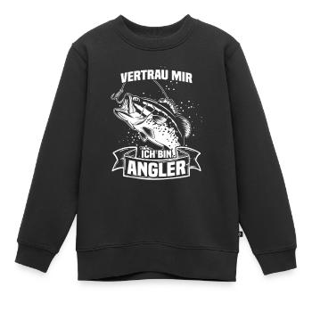 Vertrau mir ich bin Angler - Kinder Premium Organic Sweatshirt - Schwarz - Vorne - AI Model Kid Female (0cm)