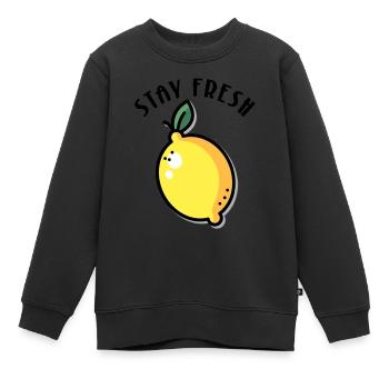 Stay Fresh citron fruit d’été - Sweat Premium enfant bio - noir - Devant - AI Model Kid Female (0cm)