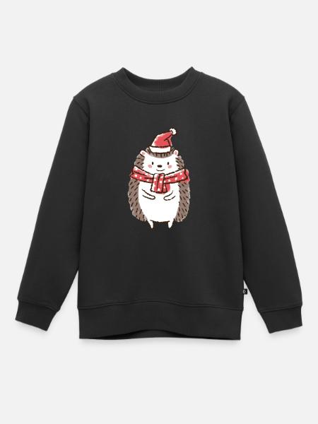 Weihnachten Igel Weihnachtsmütze Weihnachtsmann - Kinder Premium Organic Sweatshirt - Schwarz