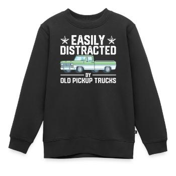 Facilement distraire par les vieux pick-up voitures de collection - Sweat Premium enfant bio - noir - Devant - AI Model Kid Female (0cm)