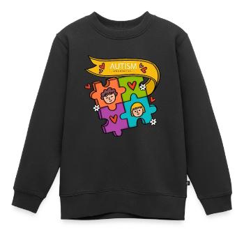 Autisme Autiste Asberger Autisme Awareness Puzzle - Sweat Premium enfant bio - noir - Devant - AI Model Kid Female (0cm)