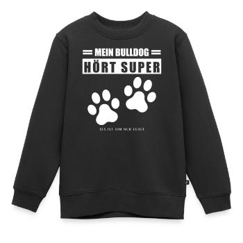 Bulldog - Kinder Premium Organic Sweatshirt - Schwarz - Vorne - AI Model Kid Female (0cm)